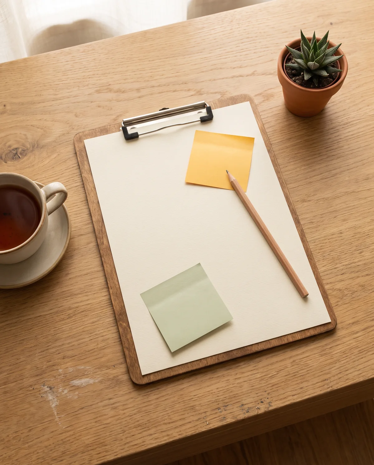 The team's clipboard on a desk